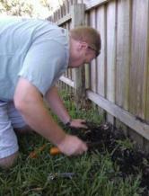 a pop up head unit being covered flush with the lawn